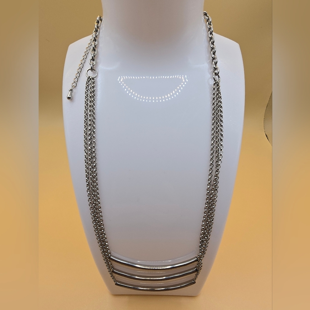 New York & Company Silver Multi-Chain Bar Necklace